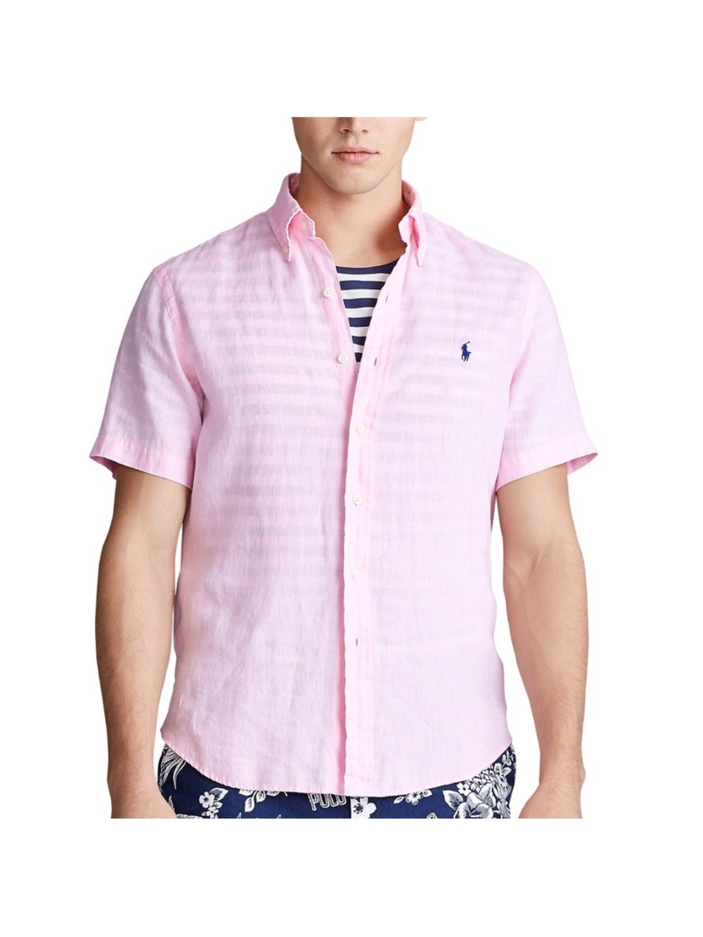 Ralph Lauren classic fit short sleeve linen button down shirt. Size XXL